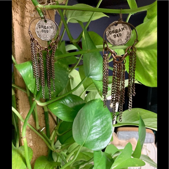 Chandelier Coin Earrings, “DREAM BIG”. - Picture 4 of 9